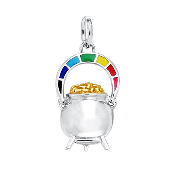 There’s magic in a rainbow pot of gold ~ Sterling Silver Goddess Danu Charm Jewelry with 14k Gold accent MCM153 - Jewelry